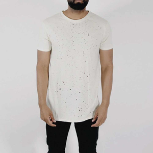 เสื้อยืดสำหรับผู้ชายสีพื้นเสื้อยืดผ้าฝ้ายแนวสตรีทวอชสไตล์วินเทจโลโก้ตามสั่ง - Product Image 1