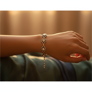 925 Silver Bohemian Floral Bracelet for Women Rhodium Plated 18K Gold Vintage Religious Style for Party or Gift - Product Image 3