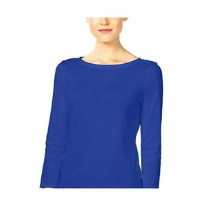 Top da Donna Charter Club Blu Scuro con Scollo a Barca e Bottoni sulle Spalle, Taglia XL, in Tessuto Chiffon Lavorato a Maglia, Stile Casual Y2K, Ricamato - Product Image 2