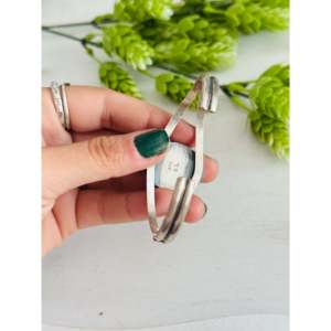 Navajo Handmade Mohave Turquoise & Sterling <b>Silver</b> Fashion <b>Cuff</b> <b>Bracelet</b> - Product Image 5