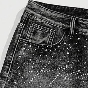 2025 pantalones cortos de moda para hombres con diamantes de imitación estilo urbano de calle OEM hombres pantalones cortos de moda casuales de diamantes de imitación - Product Image 3