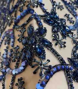 Tissu en dentelle perlée élégante pour la décoration de Lehenga avec des broderies complexes et des détails scintillants, idéal pour les tenues de mariée et les occasions festives - Product Image 1