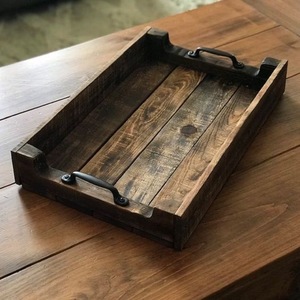 Handmade Wooden Serving Trays with Quality Assured <b>Rectangle</b> Shaped with Metal Handle for Export - Product Image 2