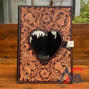 Large Capacity Hand Tooled Leather Diamond <b>Portfolio</b> Folders <b>Case</b> File Personalized Business Executive Business Resume Padfolio - Product Image 1