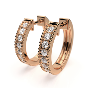 Elegantes pendientes de aro de oro amarillo de 14 quilates con diamantes brillantes redondos naturales, joyería fina para mujer - Product Image 3