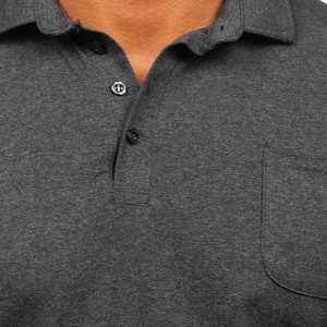 Polo à manches courtes pour homme en chiné anthracite avec poche, motif uni personnalisé, polos de travail et de golf - Product Image 4