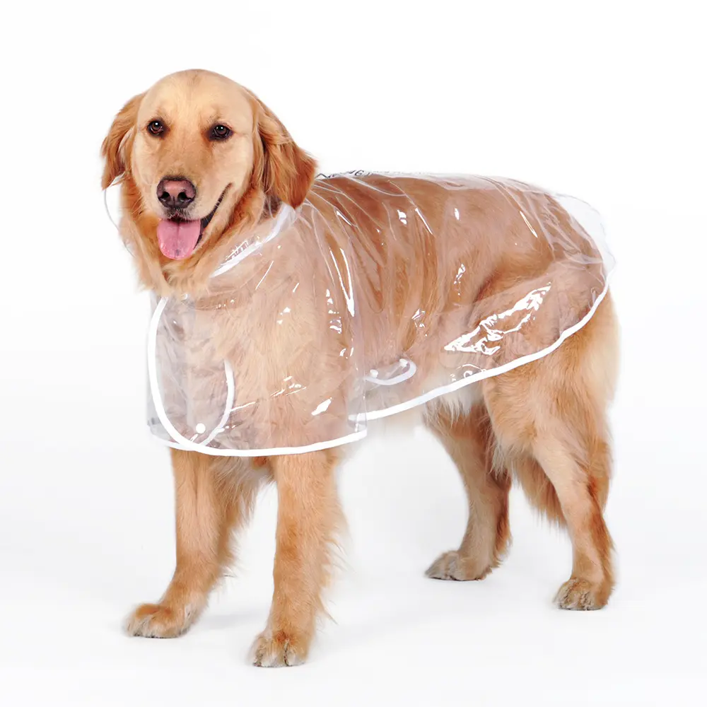 Poncho com capuz para cães 4 pernas, jaqueta de chuva para cachorro resistente à água, roupas de neve, vestido transparente, fofo, liso, 2 peças