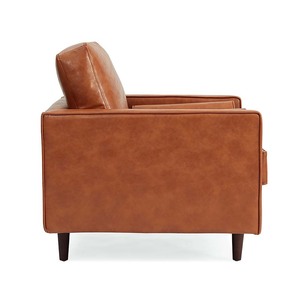 GSD68030 Single Premium ArmChair 01 Brown Faux Leather Upholstered Square <b>Sofa</b> Home Furniture with <b>Sponge</b> Filling - Product Image 3