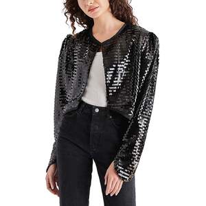 Steve Madden Juliet Cropped Piano Sequin Bolero Straight Silhouette Black Crop Top Fashion Element - Product Image 4