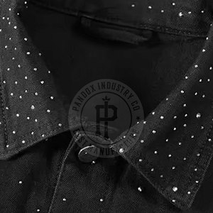 Veste jeans en strass pour hommes, vêtements d'extérieur élégants, veste jeans en strass à la mode avec design personnalisé - Product Image 3