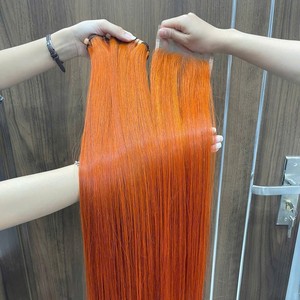 Extensiones de cabello de trama recta de hueso de Color naranja, venta al por mayor, cabello humano vietnamita, paquetes de cabello liso de hueso y cierre de encaje - Product Image 5