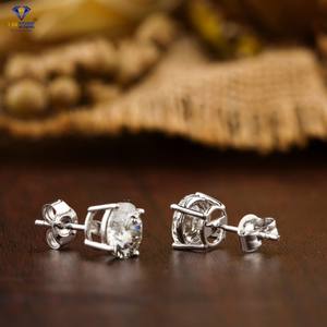 0,97 TDW Round Brilliant Cut Stud 18K Oro blanco Diamante cultivado en laboratorio Diamante Pendiente Joyería - Product Image 3