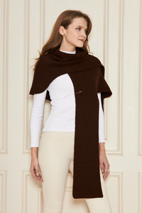 Poncho-châle chic pour femme à capuche en tricot, élégant, chaud, doux au toucher, respirant, écharpe d'hiver à capuche, tricot multifonctionnel - Product Image 6
