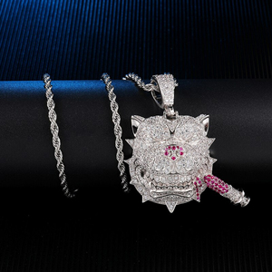 Colgante de Hip Hop con diseño único de diamante cultivado en laboratorio de corte brillante redondo de Plata de Ley 925 exclusivo para hombres - Product Image 1