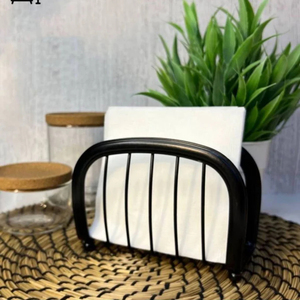 Porte-serviettes en métal de qualité supérieure avec socle en bois porte-mouchoirs Design classique noir support de rangement pour serviettes de table accessoires pour serviettes de table - Product Image 6