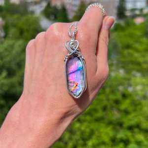 925 Sterling Silver Wire Wrapped Purple Labradorite Gemstone Collier Pendentif Unique Handmade Healing Jewelry - Product Image 5