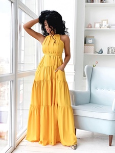2024 gran oferta verano nuevo estilo de calidad Premium Casual impreso cuello en V vestido para mujer personalizado al por mayor lavable y de moda - Product Image 4