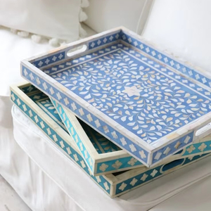 ถาดเสิร์ฟแบบฝังทำด้วยมือสุดหรูถาดรองกระดูกสำหรับใส่ในรอมฎอนอาหารเช้าอาหารผลไม้ชากาแฟ - Product Image 1