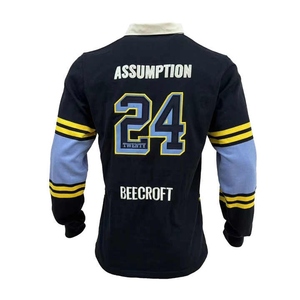 เสื้อรักบี้มีสไตล์ด้วยงานศิลปะดิจิตอลระเหิดการออกแบบหางยาวแบบเย็บตะเข็บแบบแบนและผ้าประสิทธิภาพการเล่นเกมยอดเยี่ยม - Product Image 2