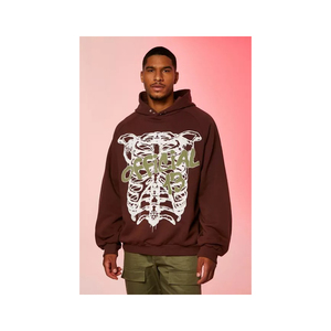 Sweat-shirt à capuche ample en molleton 100 % coton pour hommes, avec broderie de logo personnalisée et fermeture éclair, couleur unie, coupe oversize, vente en gros - Product Image 4