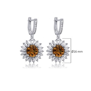 Elegante forma redonda CZ Sultanite pendientes colgantes Latón chapado en rodio venta al por mayor joyería de moda 925 plata esterlina al por mayor - Product Image 2