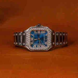 Trending Hip Hop Relojes automáticos Cara azul Iced Out Reloj de lujo Dial cuadrado Números romanos Relojes Mujer Hombre - Product Image 1