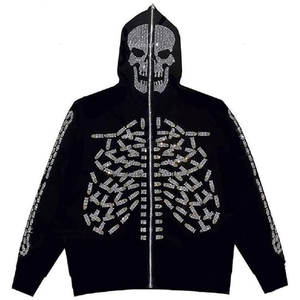 Sudaderas con capucha de lana para hombre de invierno de nueva moda, base personalizada, mezcla de algodón y poliéster, precio al por mayor con detalle de diamantes de imitación - Product Image 1