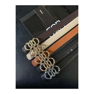 5-Piece Genuine <b>Domed</b> Leather Combined <b>Ring</b> Buckle Women's Trouser Belt, Jacket Belt, Dress Belt - Mixed - Product Image 4