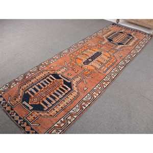 Tapis turc vintage, tapis de couloir 3,2x10,1 pieds, tapis Herki Ombr brun - Product Image 2