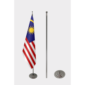 Drapeau d'intérieur officiel de Malaisie avec logo personnalisé, impression numérique sur soie et nylon, mât en aluminium pour l'automobile et l'assurance - Product Image 2
