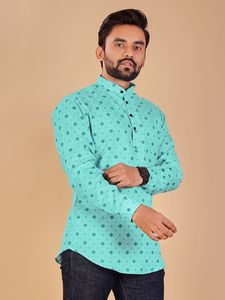 Presentaciones para festivales y especial Algodón poliéster Mix Mens short Kurta venta en línea - Product Image 6