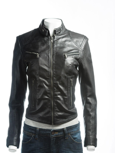 Veste de moto matelassée en coton pour femme, grande taille, en véritable peau de mouton de haute qualité, coupe-vent, respirante, design vintage - Product Image 5