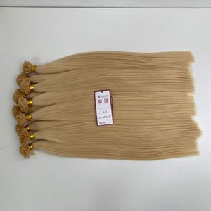 Extensiones de cabello humano liso Rubio de punta plana vietnamita de 16 pulgadas #613, cabello Remy virgen de alta calidad, cabello con cinta preadherida - Product Image 1