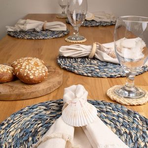 Mantel Individual tejido redondo antiguo, rafia de mimbre trenzada, resistente al calor y tejido antideslizante para fiestas y uso diario - Product Image 5
