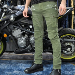 Pantalones de Motociclista D-Ride Moto Verde Sólido para Hombre con Protección de Rodilla Extraíble, Múltiples Cremalleras, Transpirables y de Secado Rápido - Product Image 3