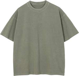 Style vintage 100% coton Boxy recadrée t-shirt Double couche goutte épaule surdimensionné Jersey pour grande taille hommes 270 Gsm DTG imprimé - Product Image 3