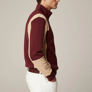 Sudadera de Hombre con Cierre de Cremallera de un Cuarto, Estilo Color Block, Talla Grande, Precio Económico al por Mayor, 100% Algodón, Sudadera Gruesa - Product Image 3