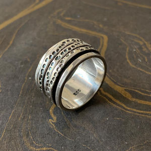 Fashionable <b>Silver</b> <b>Spinner</b> <b>Ring</b> 8.7 Grams Gold Plated Trendy Metal Inlay Gift for Occasions - Product Image 1