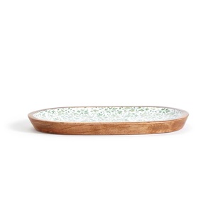 Handcrafted Vintage Luxury Wooden Food <b>Serving</b> Platter High-Demand Oval Snack Server Enamel Printed <b>Tray</b> Made Marble <b>Plastic</b> - Product Image 2