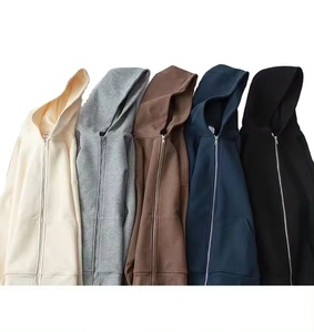 Sudaderas con capucha unisex con diseño de moda y hombros caídos 400Gsm y cremallera Fabricante de ropa superior Precio bajo MOQ bajo Sudadera con capucha con logotipo personalizado - Product Image 2