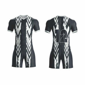 Ensemble de maillot et short de rugby pour homme, motif rose personnalisé, sublimation, séchage rapide, 100% polyester, manches courtes, compression - Product Image 2