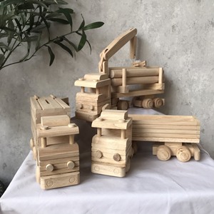 Camion jouet en bois jouet de construction et véhicule de grue - Product Image 5