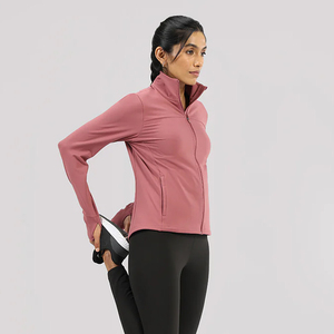 Women's Full Sleeve Zipper Jacket With Convertible Collar And Side Pockets Solid Color Windproof Fitness <b>Top</b> For All Seasons - Product Image 6