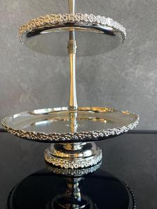 Présentoir à dessert de table à 2 niveaux, support à gâteau argenté, support à gâteau miroir, support de service de luxe, support pour le thé de l'après-midi - Product Image 3