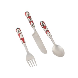 Juego de 5 cubiertos de acero inoxidable con asas de ratán, espejo pulido, perfecto para mesa de comedor, cocina, uso diario, Metal personalizado - Product Image 4