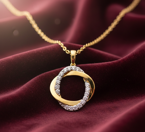 Collar con Colgante de Círculos Entrelazados con Diamantes para Mujer, Regalo de Boda - Product Image 6