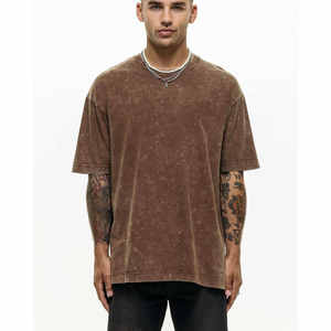 Camiseta de manga corta con cuello redondo y logotipo personalizado lavado de algodón 100% DTG/DTF serigrafía para hombre y mujer lavado ácido - Product Image 2