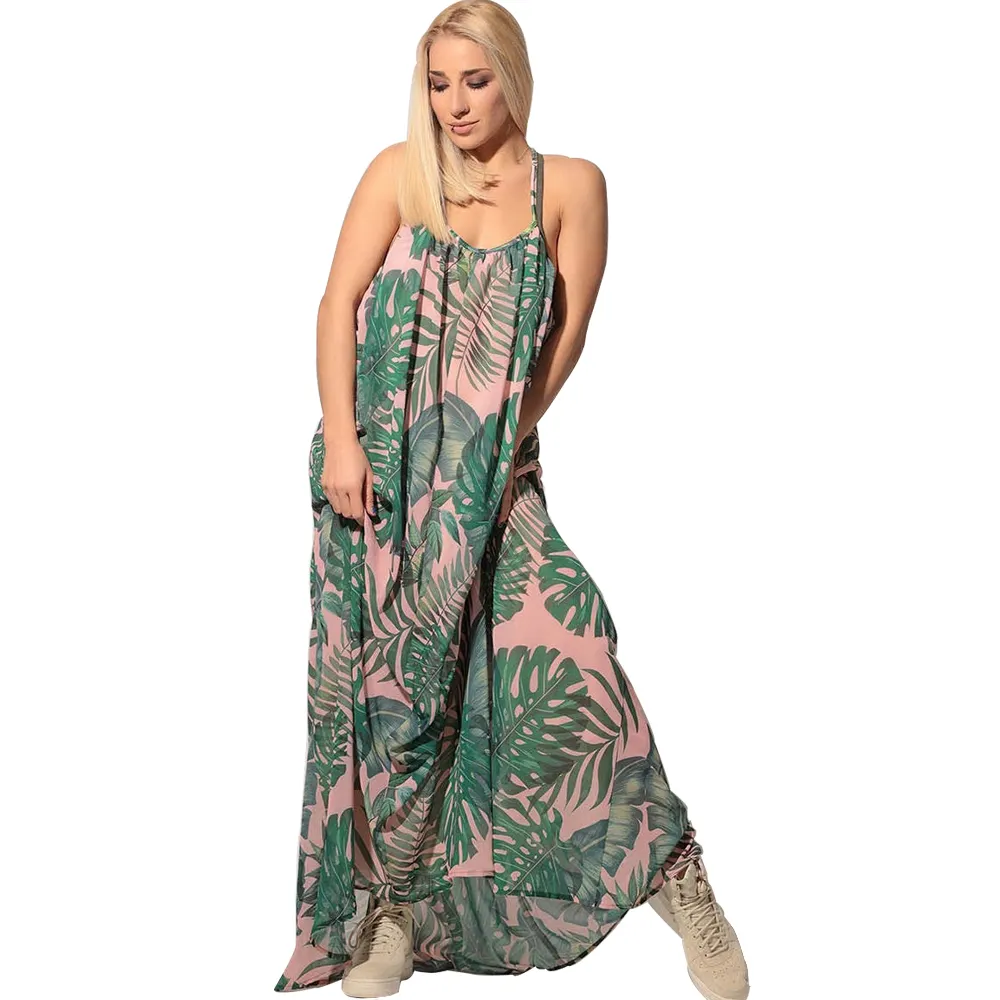 Turkey Trending Tropical Hawaiian Print Women Casual Dress
