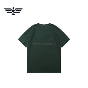 T-shirt pour homme à manches courtes, coupe ajustée, couleur unie personnalisée |   T-shirt en coton premium à col rond |   Pochette avant personnalisée en tissu teint en fil vierge - Product Image 1