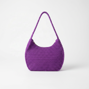 Sac fourre-tout décontracté en raphia tressé ajouré avec fermeture éclair pour femme, idéal pour la plage, le shopping et les voyages - Product Image 1